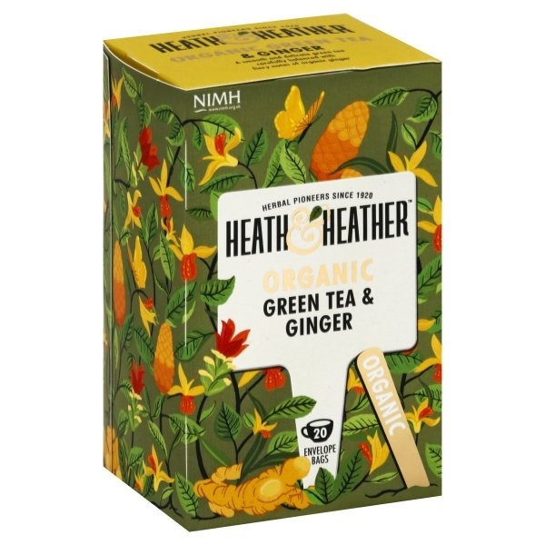 slide 1 of 4, Heath & Heather Green Tea, & Ginger, Organic, Envelope Bags - 20 ct, 20 ct