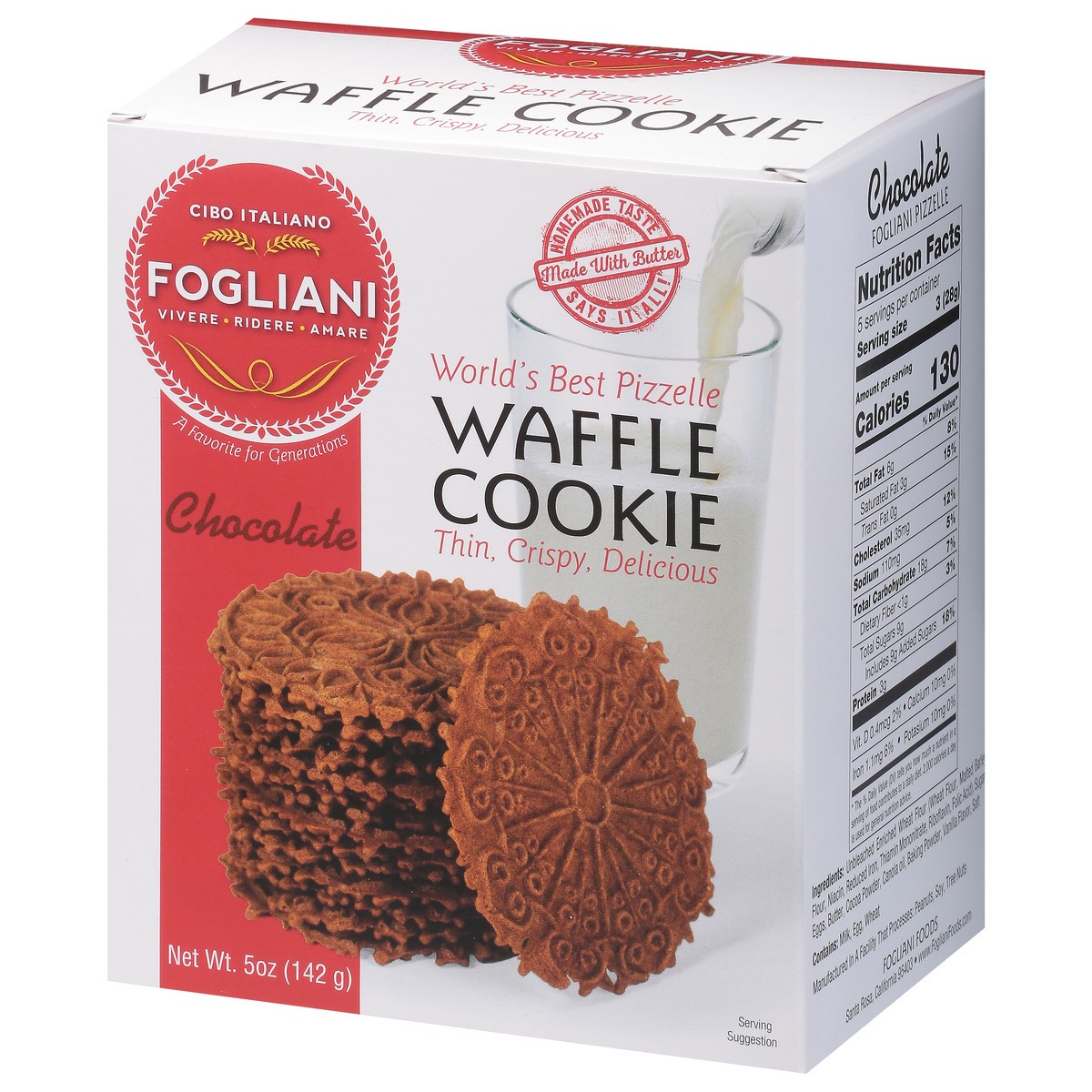 slide 8 of 9, Fogliani Chocolate Waffle Cookie 5 oz, 5 oz
