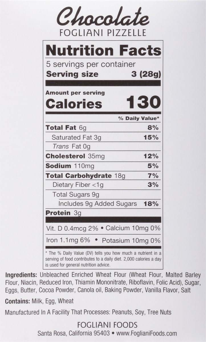 slide 6 of 9, Fogliani Chocolate Waffle Cookie 5 oz, 5 oz