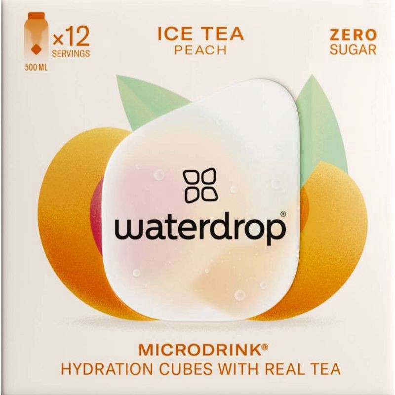slide 1 of 6, Waterdrop Microdrink Zero Sugar Iced Tea Peach Hydration Cubes with Real Tea - 0.89 oz, 0.89 oz