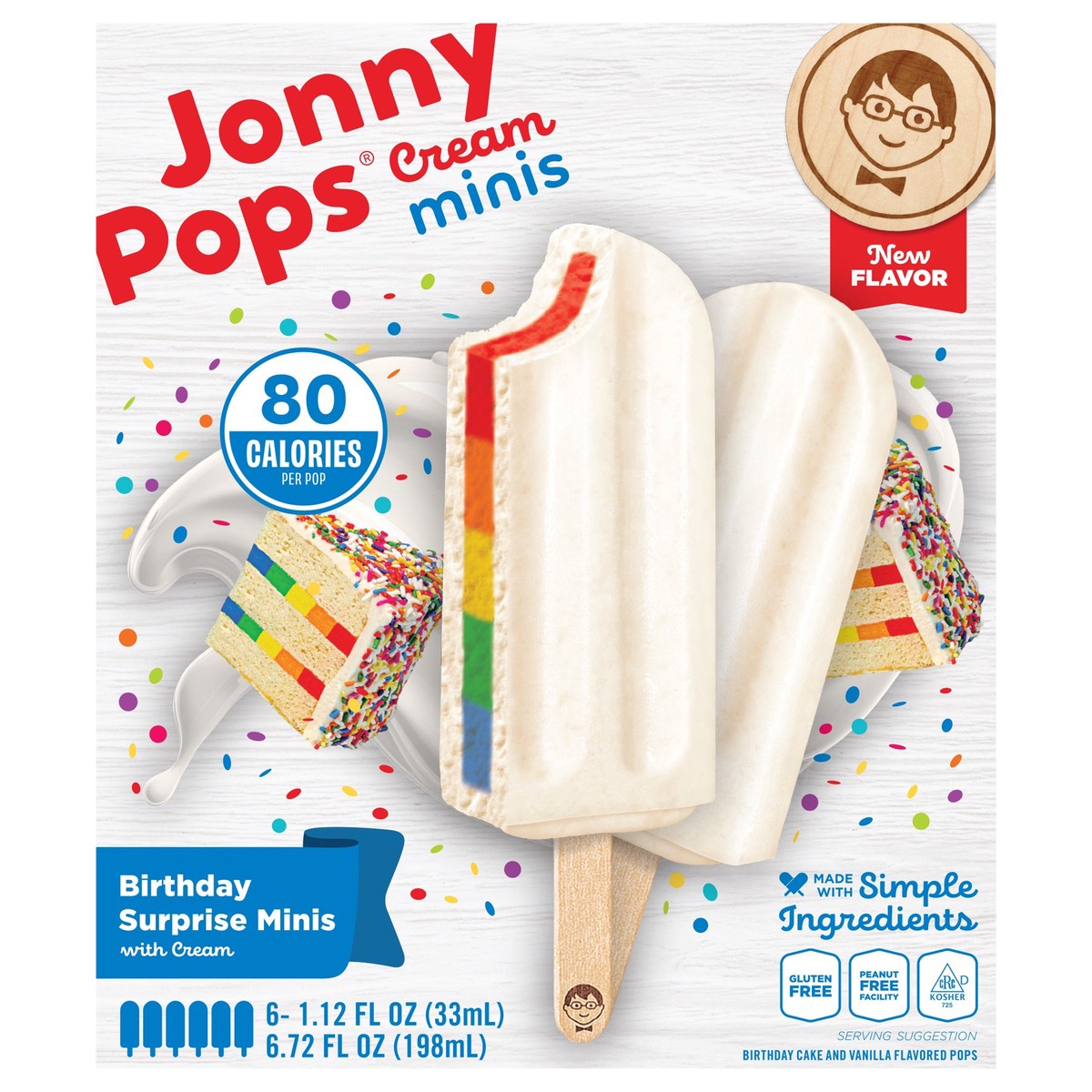 slide 2 of 12, Jonnypops Cream Minis Birthday Surprise Minis With Cream Pops, 6 ct