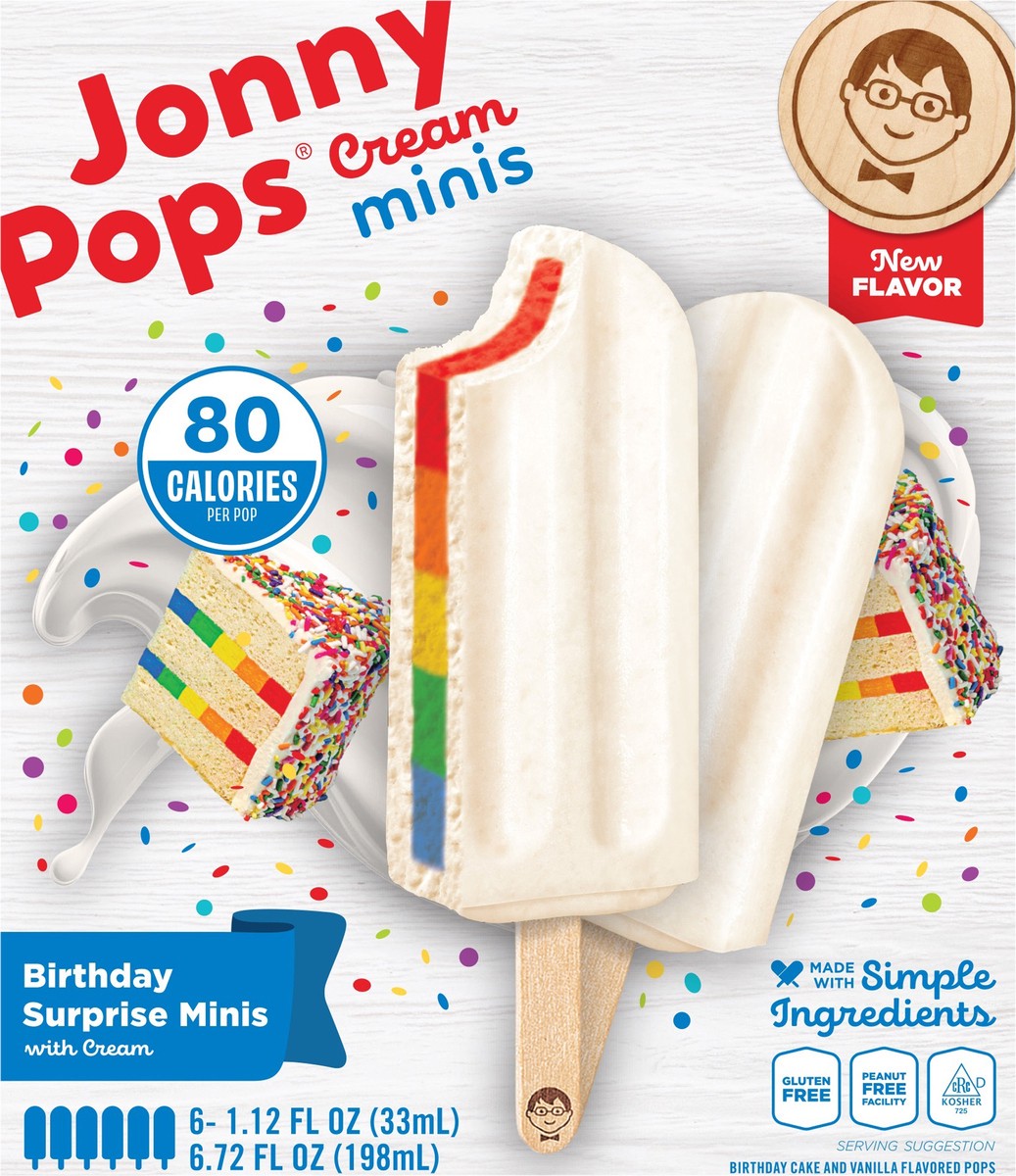 slide 6 of 12, Jonnypops Cream Minis Birthday Surprise Minis With Cream Pops, 6 ct