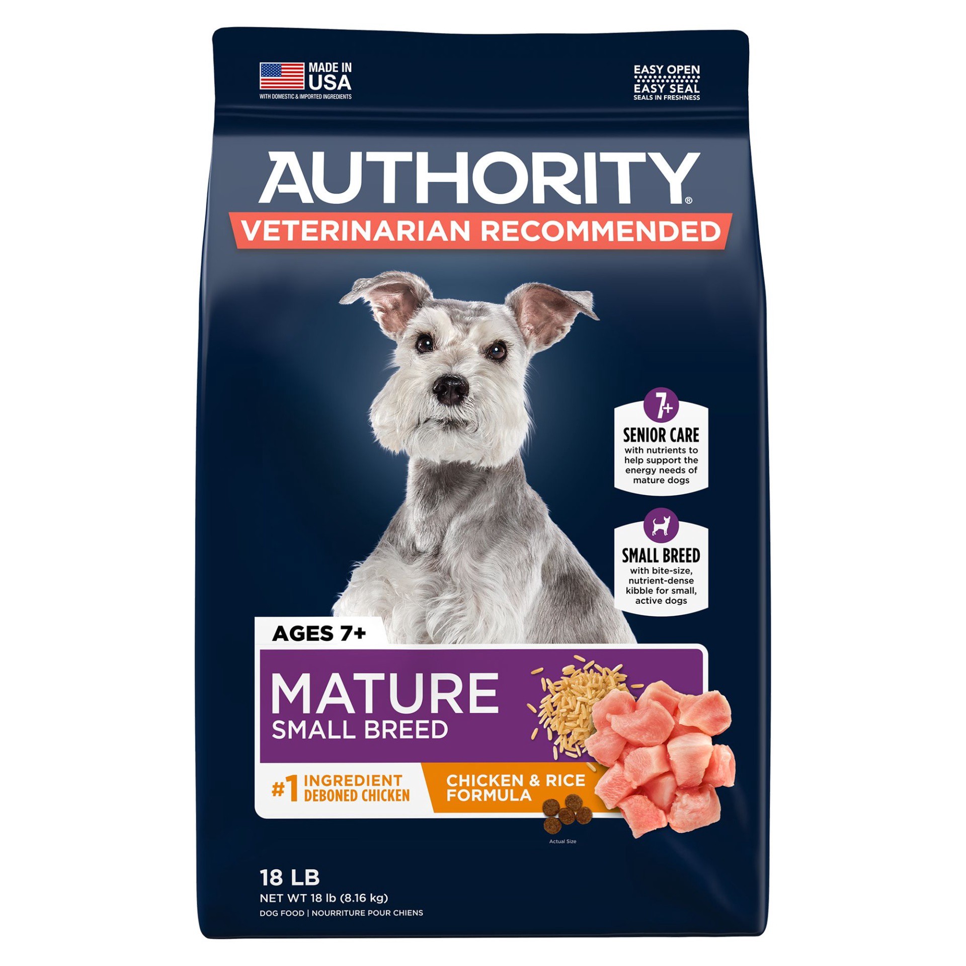 slide 1 of 1, Authority Everyday Health Small Breed Senior Dry Dog Food - Chicken, 18 lb