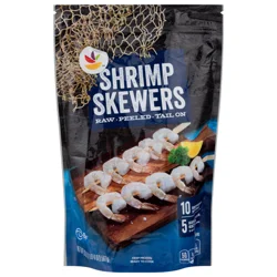 Giant Farm Raised Raw Tail-On Peeled Shrimp Skewers - 10 ct Frozen