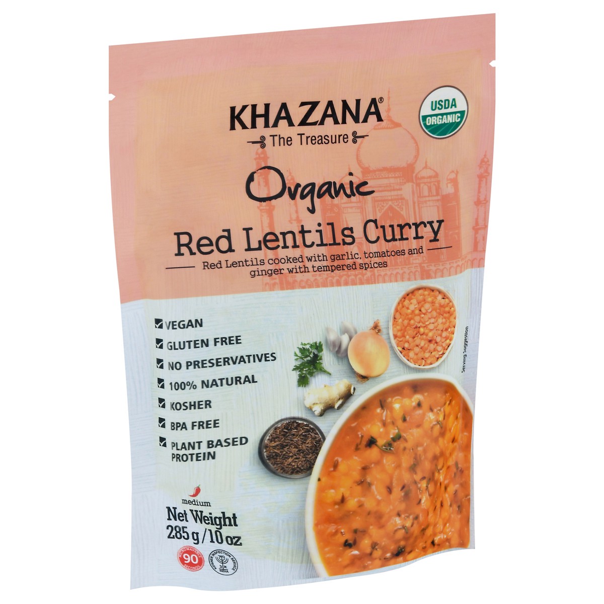 slide 6 of 9, Khazana Organic Red Lentls Curry, 10 oz