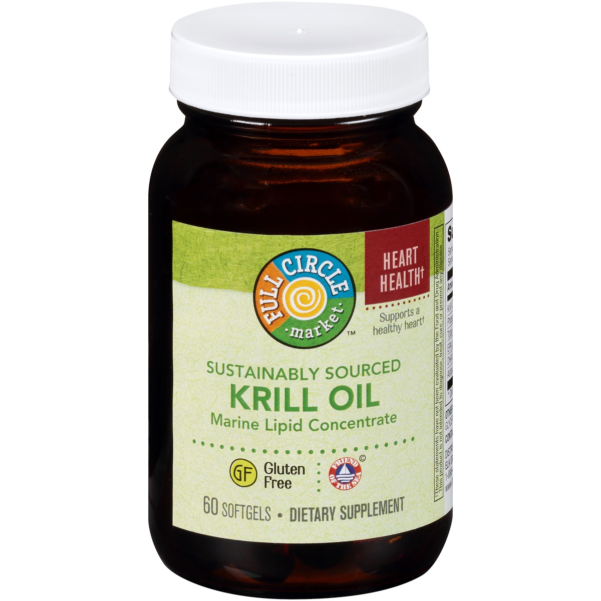 slide 1 of 1, Full Circle Market Sustainably Sourced Krill Oil Marine Lipid Concentrate Supports A Healthy Heart Dietary Supplement Softgels, 60 ct