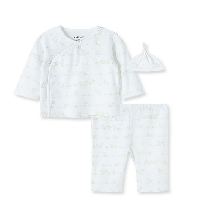 slide 1 of 1, Little Me Newborn Duck Pond Organic Cotton Long Sleeve Shirt, Pant and Hat Set - White, 3 ct