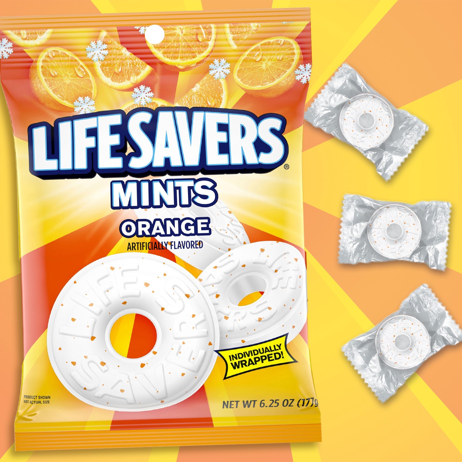 slide 4 of 8, LIFE SAVERS Orange Breath Mints Hard Candy, 6.25 oz Bag, 6.25 oz