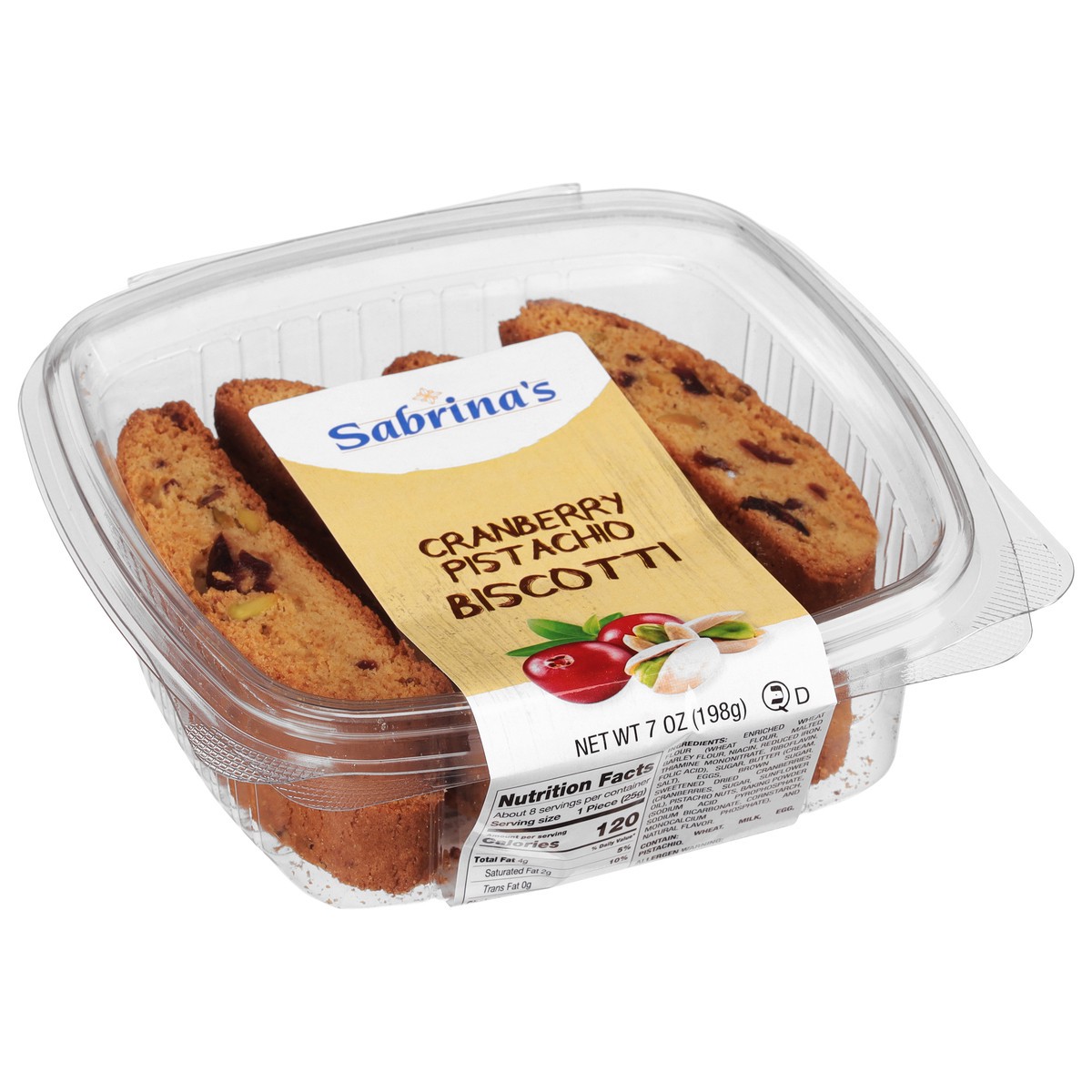 slide 2 of 9, Sabrina's Sabrinas Cranberry Pistachio, 7 oz