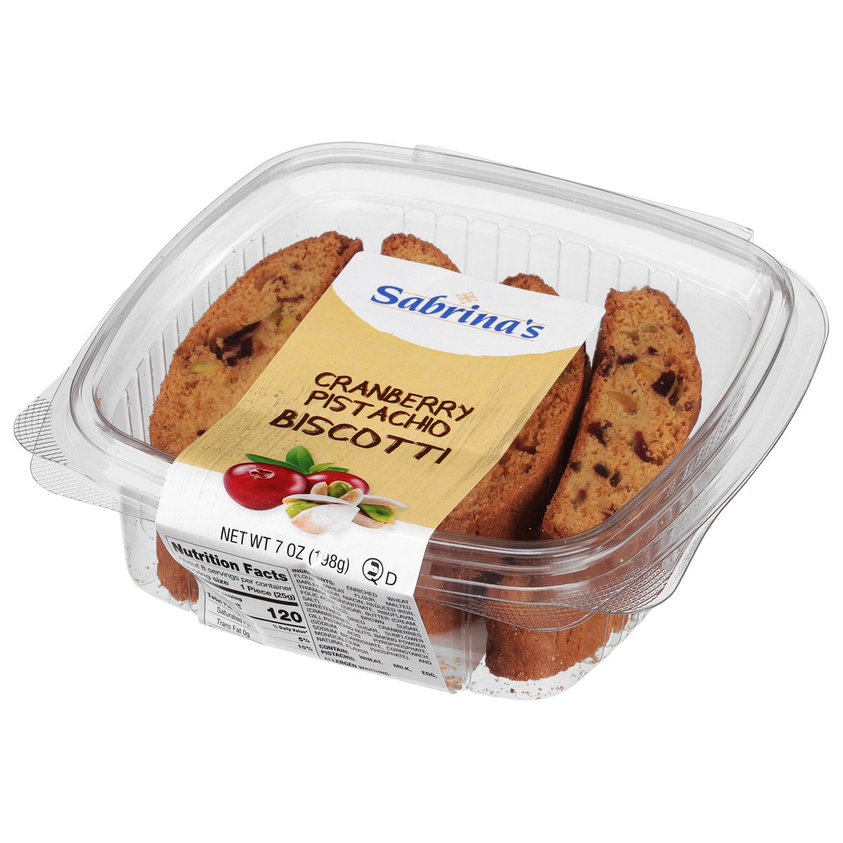 slide 3 of 9, Sabrina's Sabrinas Cranberry Pistachio, 7 oz