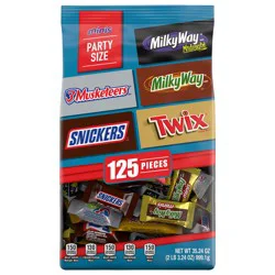 Wrigley SNICKERS, TWIX, MILKY WAY & 3 MUSKETEERS Variety Pack Milk & Dark Chocolate Candy Bars, 125 Pieces