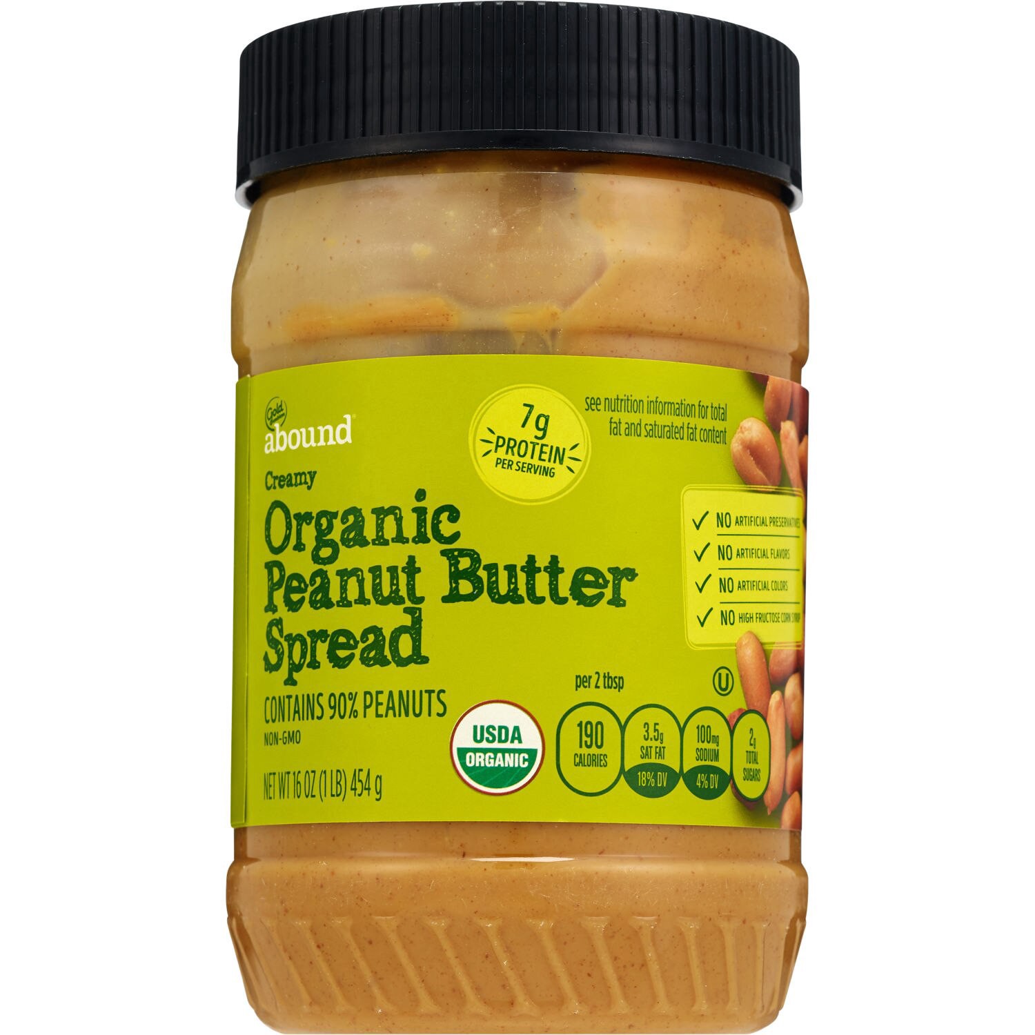slide 1 of 1, Gold Emblem Abound Creamy Organic Peanut Butter Spread, 16 Oz, 16 oz