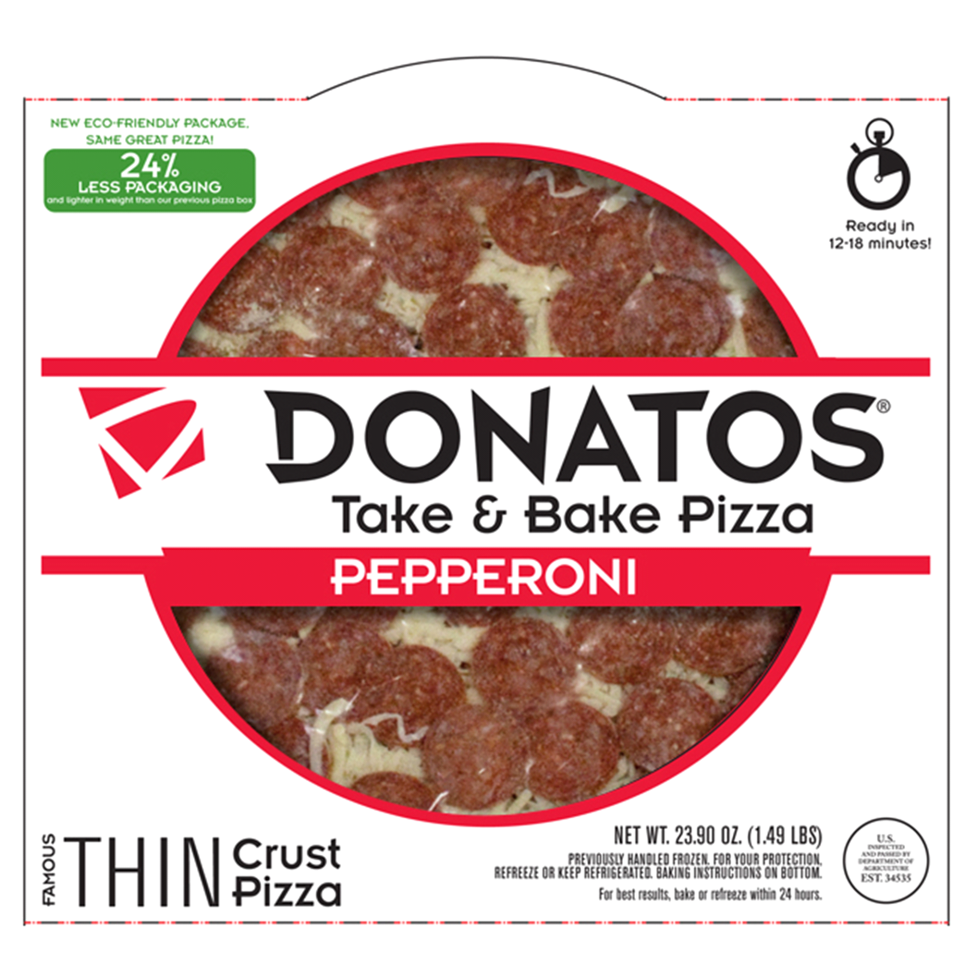 slide 1 of 1, Donatos Donato's Take & Bake Pepperoni Pizza, 16.9 oz