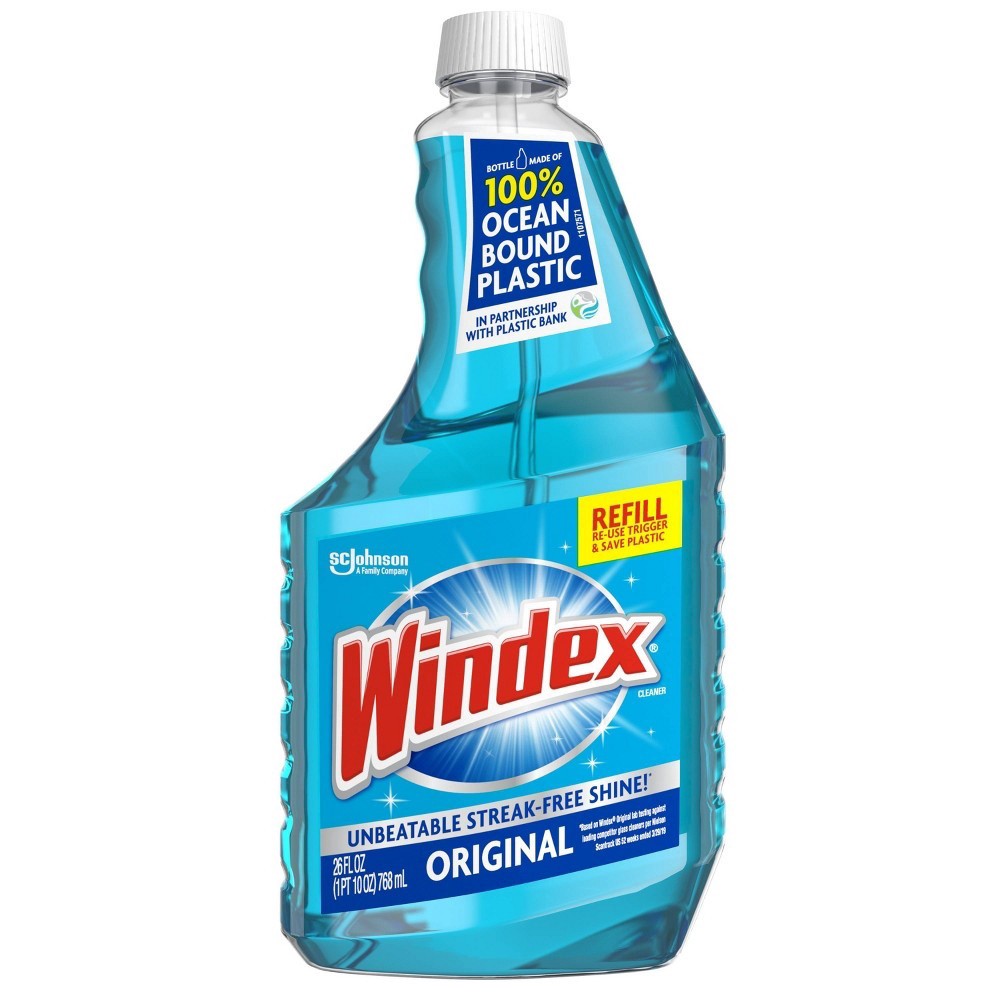 slide 6 of 9, Windex Glass Cleaner Original Blue Refill, 26 oz