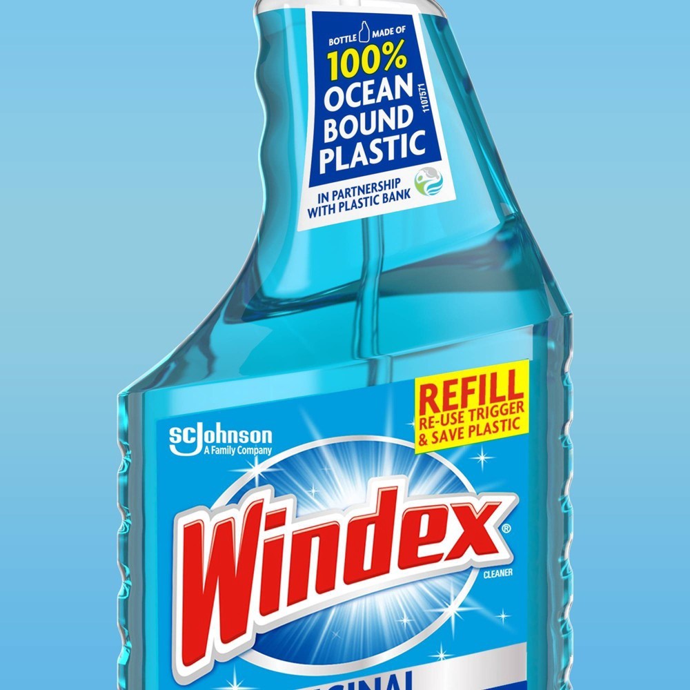 slide 9 of 9, Windex Glass Cleaner Original Blue Refill, 26 oz