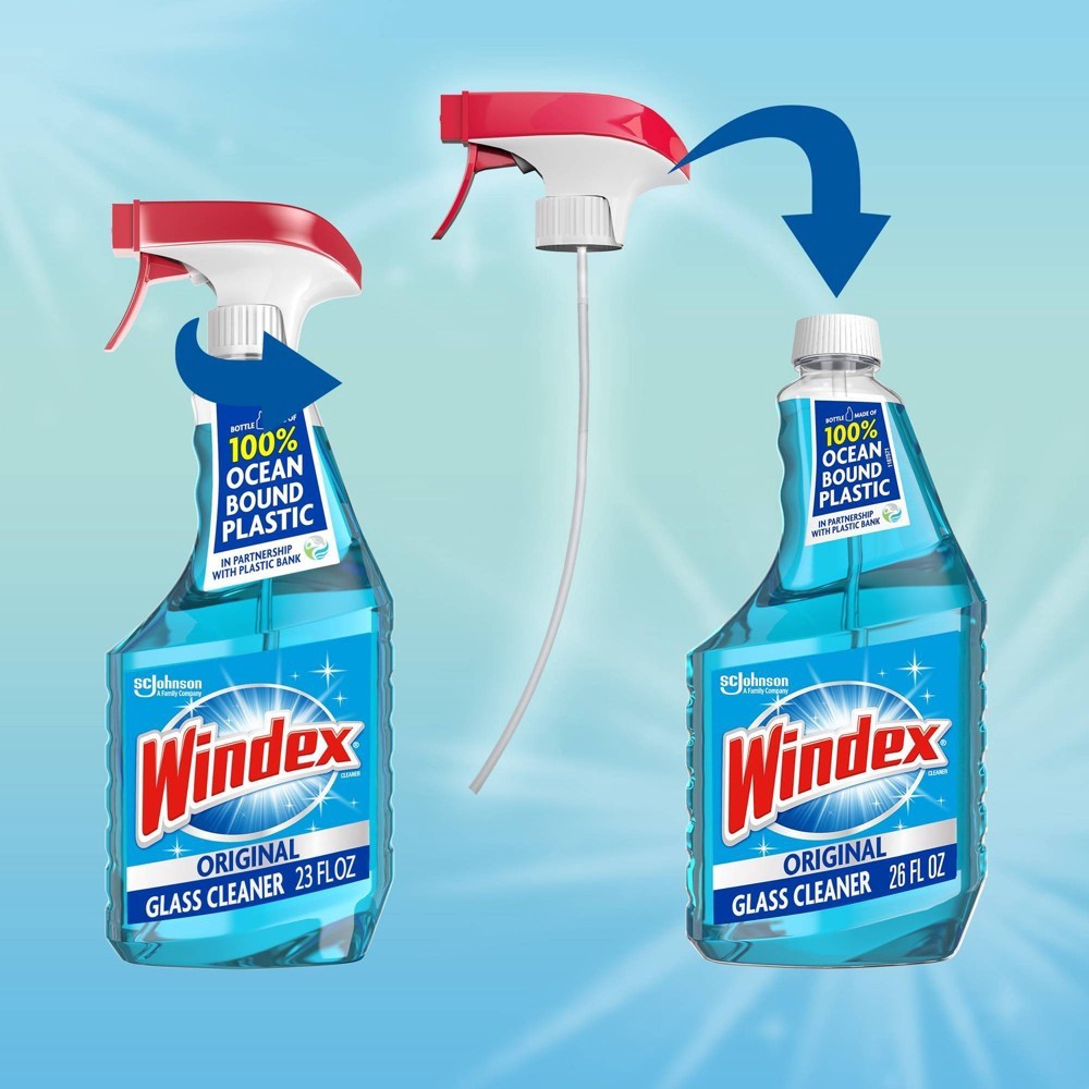 slide 3 of 9, Windex Glass Cleaner Original Blue Refill, 26 oz