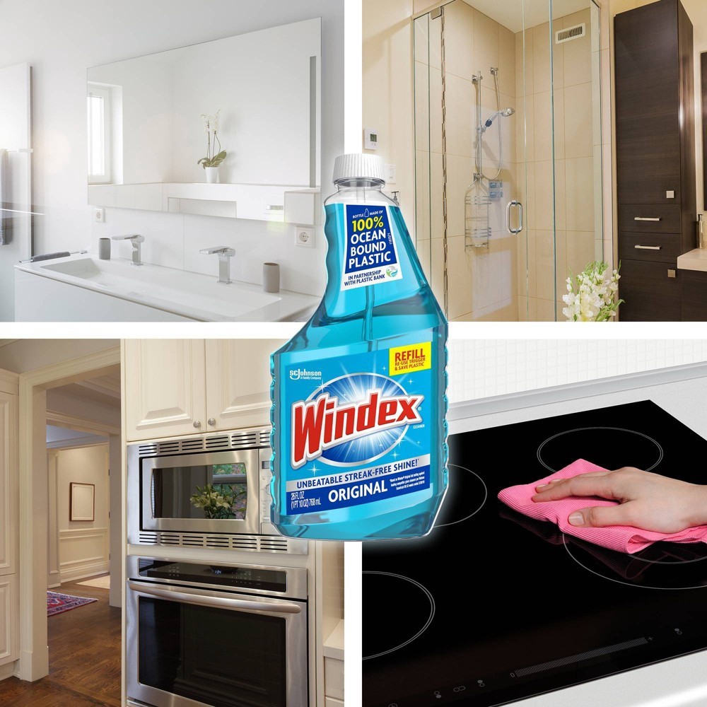 slide 8 of 9, Windex Glass Cleaner Original Blue Refill, 26 oz