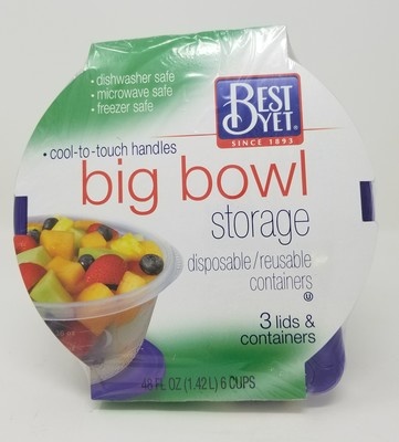 slide 1 of 1, Best Yet Disp Big Bowl Container, 3 ct