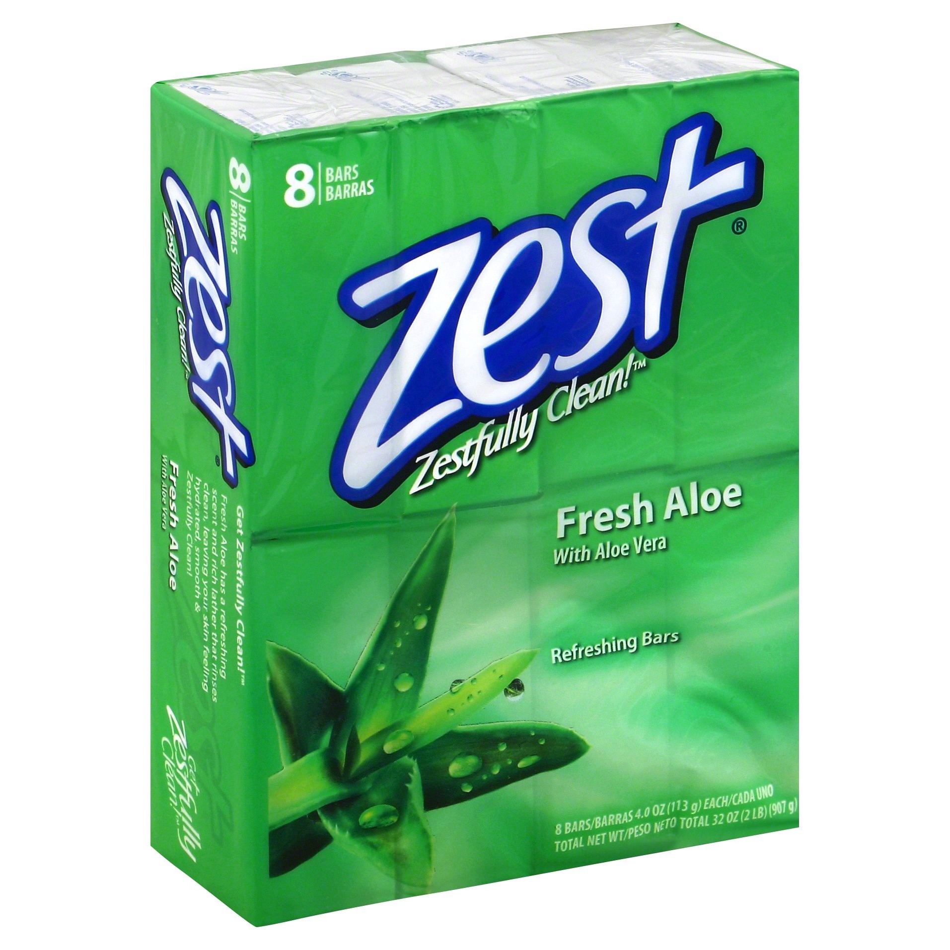 slide 1 of 7, Zest Fresh Aloe Family Deodorant Bars, 8 ct; 4 oz
