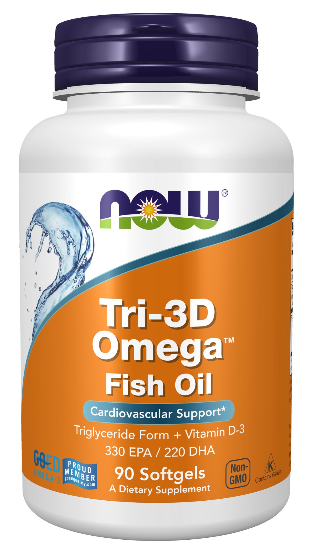 slide 1 of 4, NOW Tri-3D Omega™ Fish Oil - 90 Softgels, 90 ct