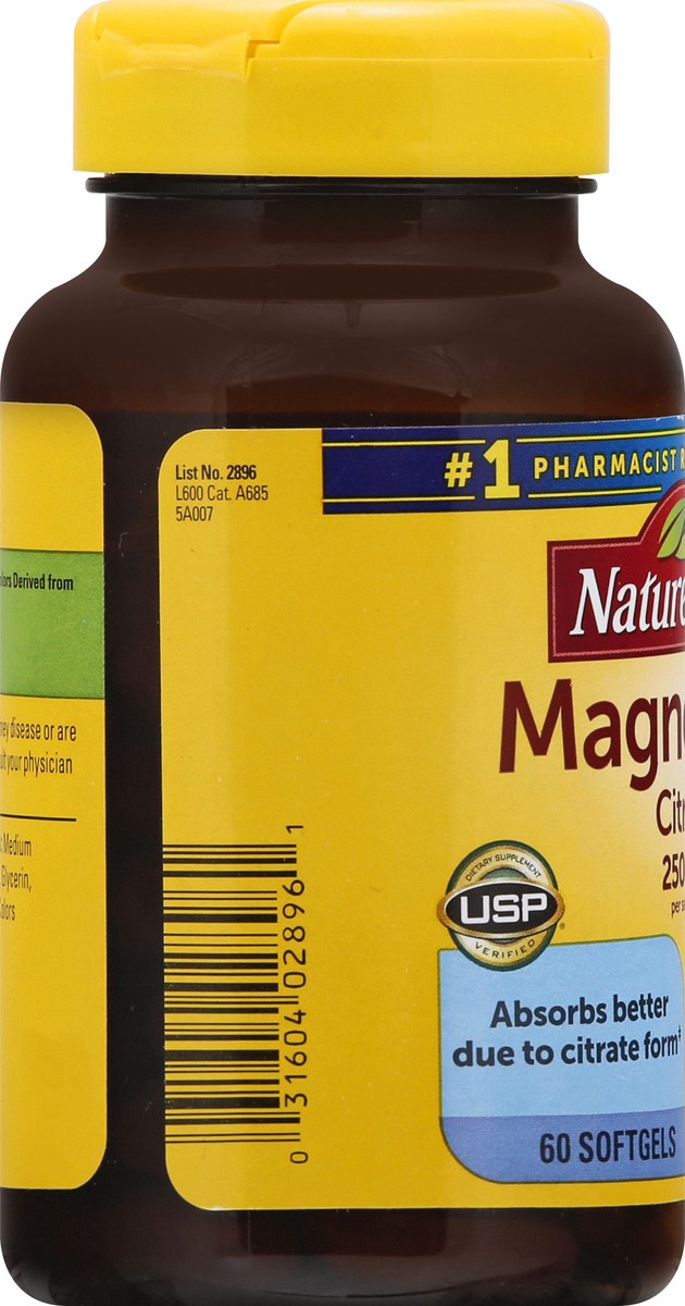 slide 9 of 12, Nature Made Magnesium Citrate 250 mg per serving, Magnesium Supplement for Muscle, Nerve, Bone and Heart Support, 60 Softgels, 30 Day Supply, 60 ct