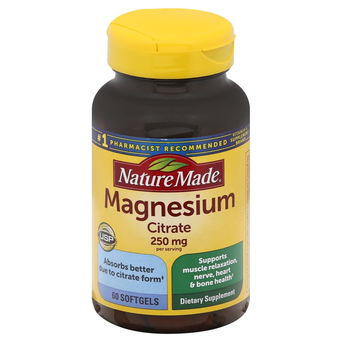 slide 1 of 4, Nature Made Magnesium Citrate 250mg Muscle, Nerve, Bone & Heart Support Supplement Softgel - 60ct, 60 ct