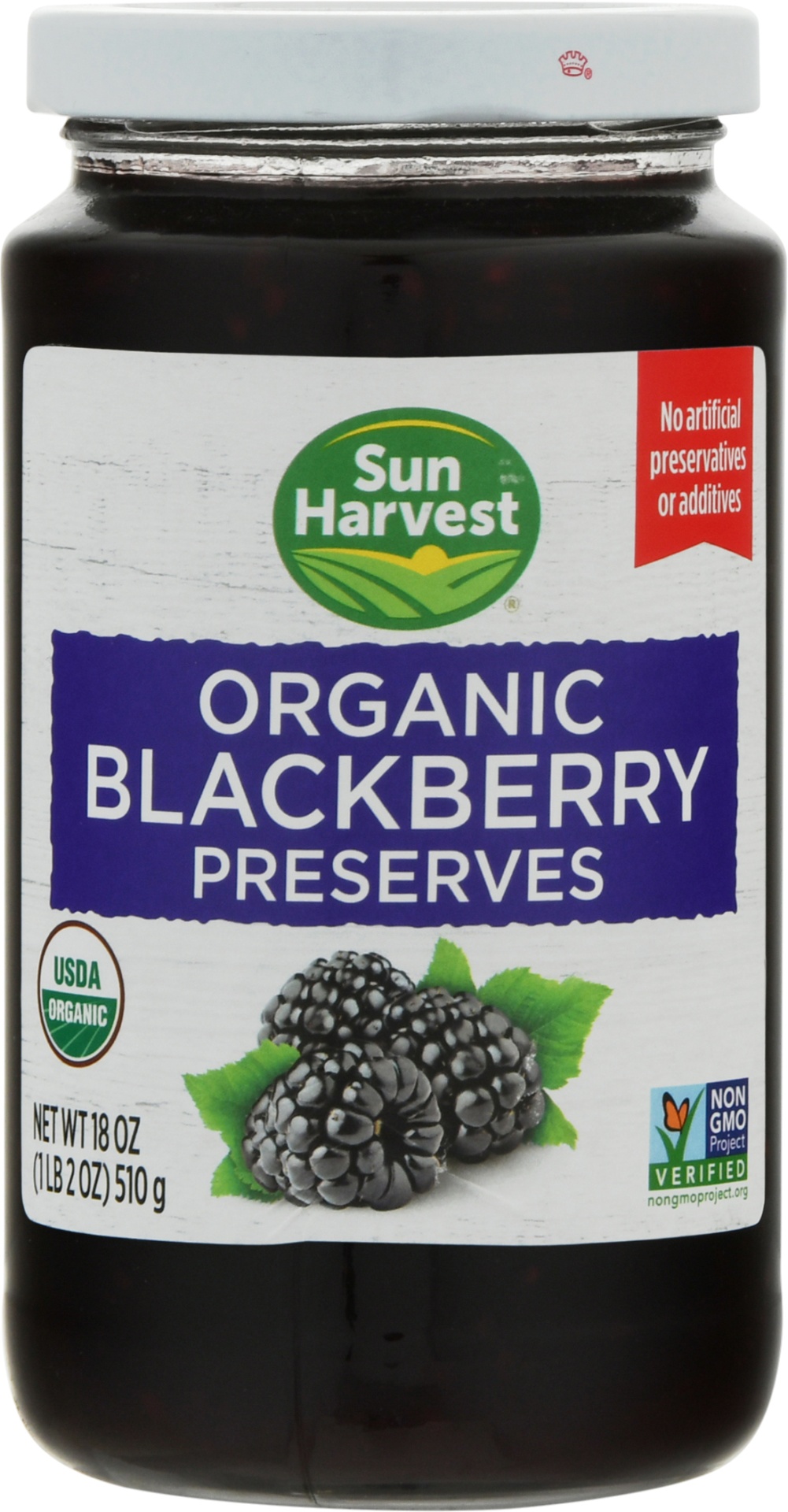 slide 1 of 1, Sun Harvest Organic Blackberry Preserves, 18 oz