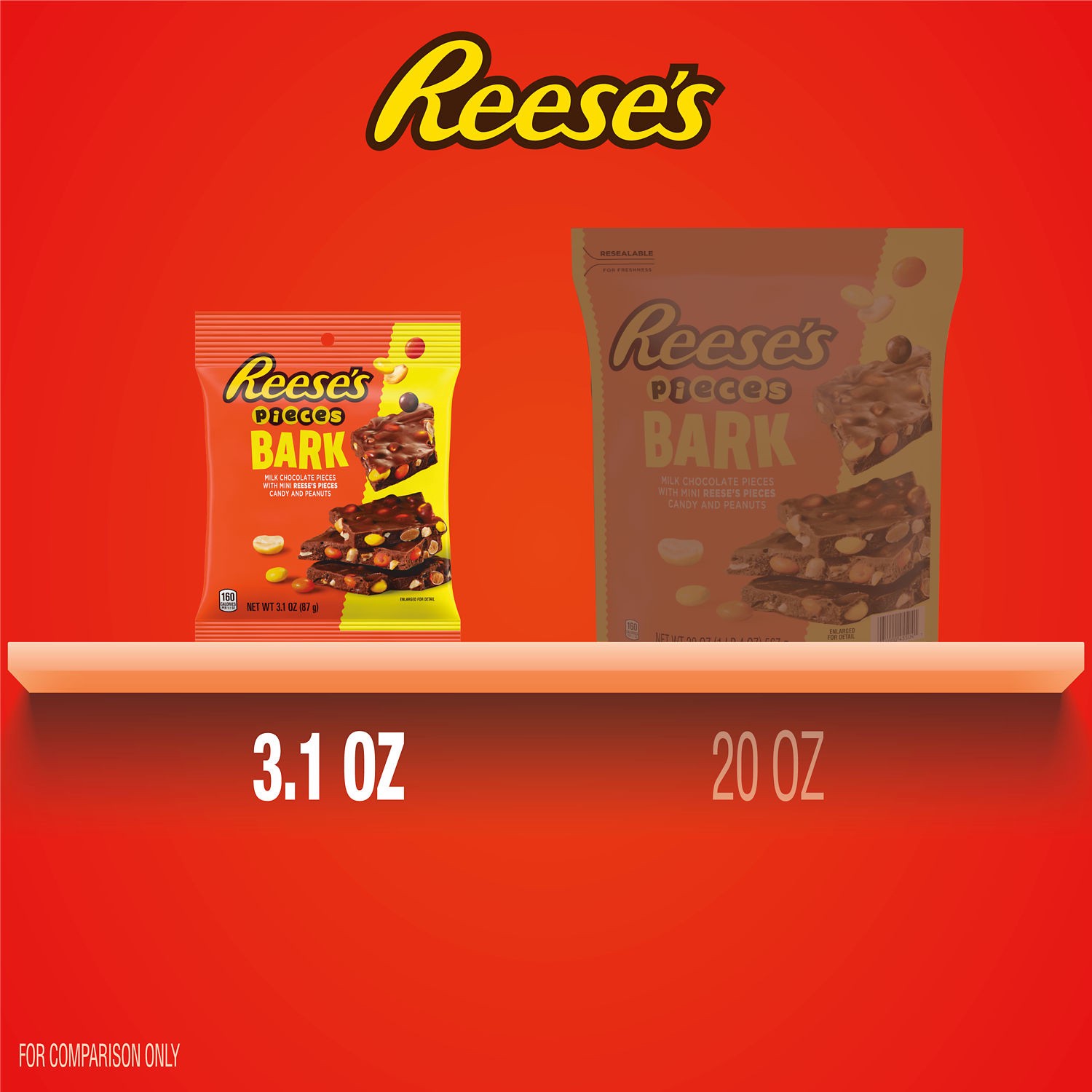 slide 4 of 10, Reese's REESE'S PIECES Milk Chocolate Candy with Peanuts Bark Bag, 3.1 oz, 3.1 oz
