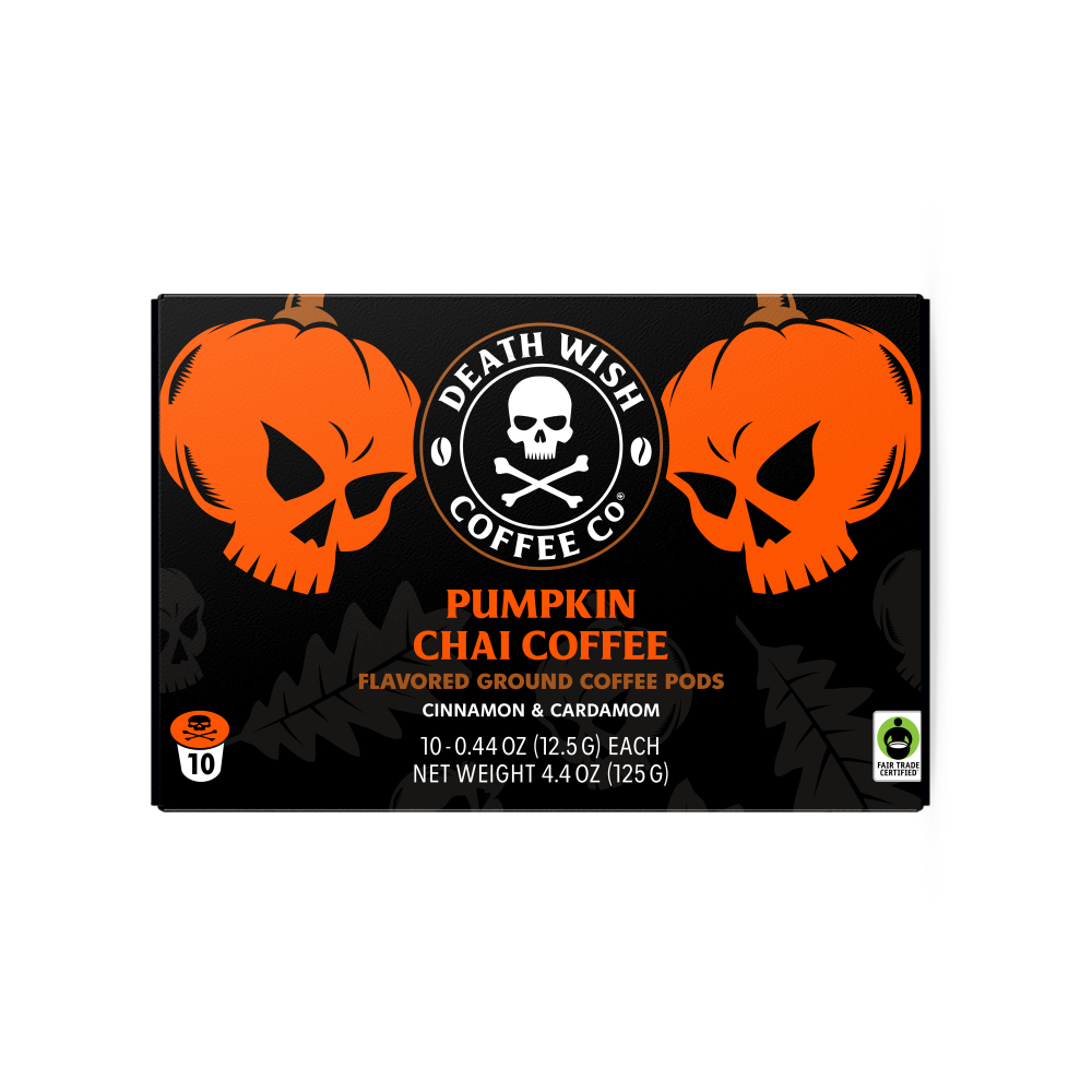 slide 1 of 1, Death Wish Pumpkin Chai Ground Coffee Pods, 10 ct