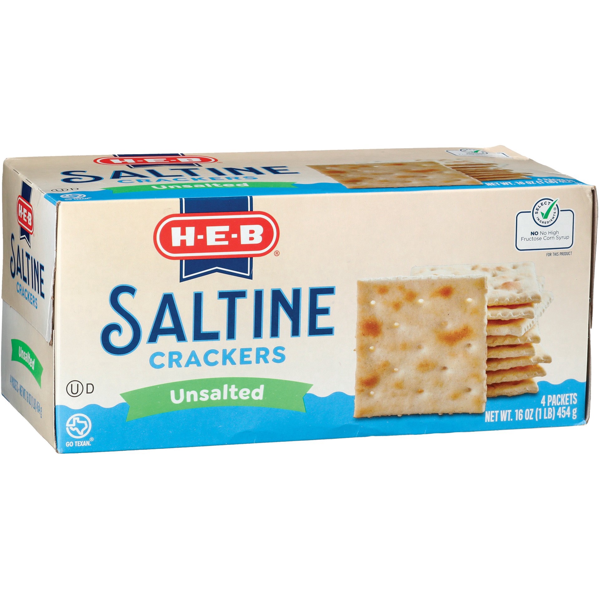 slide 1 of 1, H-E-B Saltine Crackers - Unsalted, 16 oz
