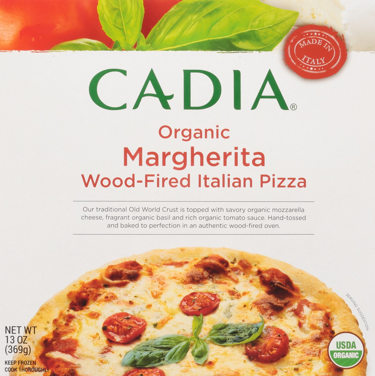 slide 5 of 14, Cadia Wood-Fired Organic Margherita Italian Pizza 13 oz, 13 oz