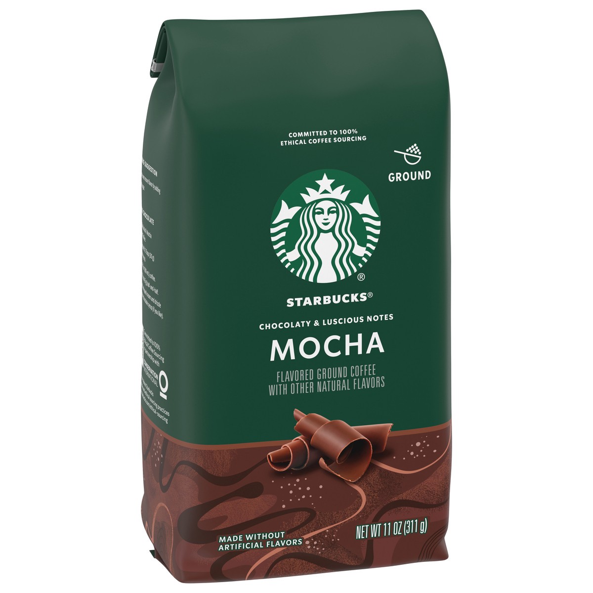 slide 10 of 10, Starbucks Ground Coffee, Mocha Flavored Coffee, Naturally Flavored, 100% Arabica, 1 bag (11 oz), 11 oz