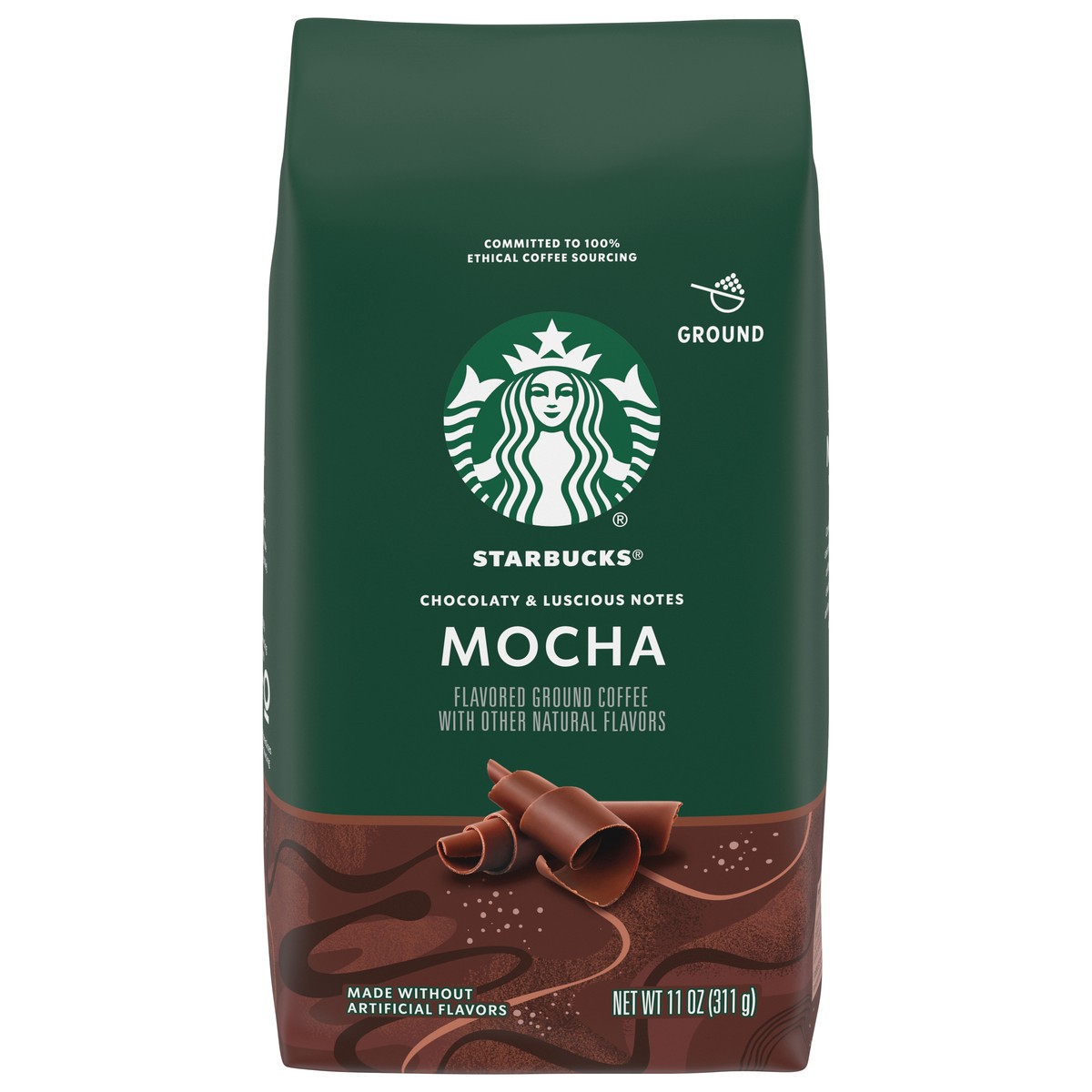 slide 3 of 10, Starbucks Ground Coffee, Mocha Flavored Coffee, Naturally Flavored, 100% Arabica, 1 bag (11 oz), 11 oz