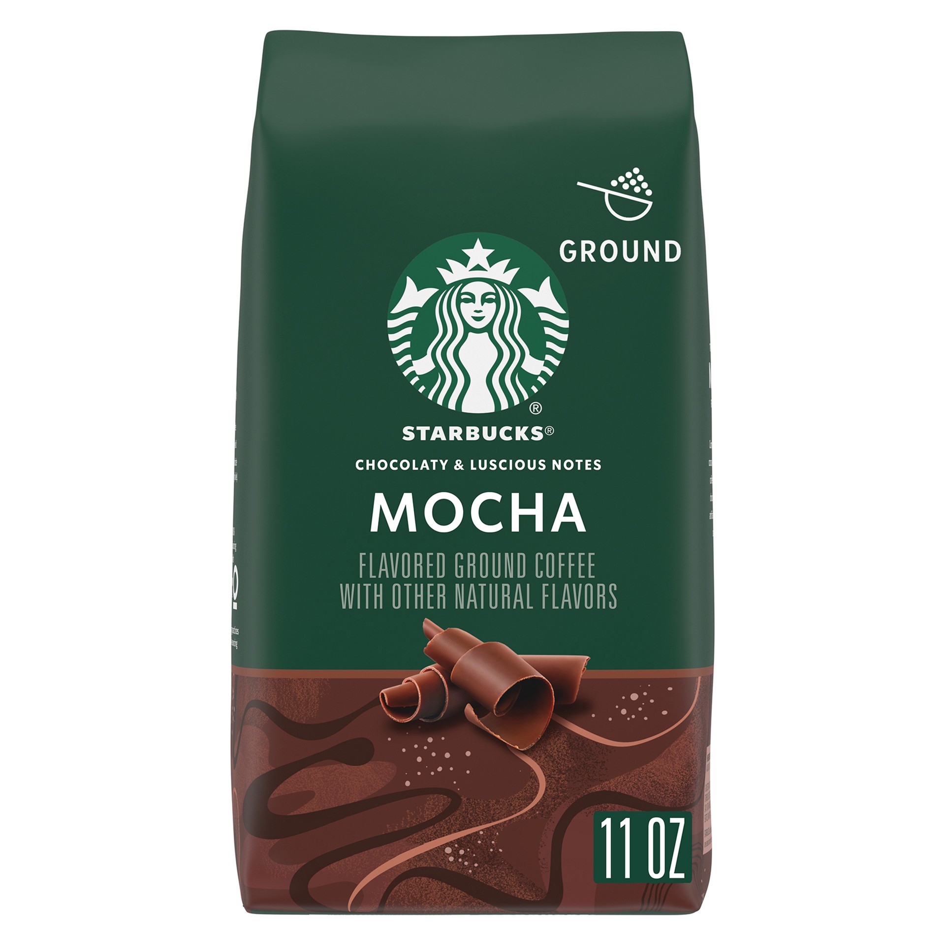 slide 1 of 10, Starbucks Ground Coffee, Mocha Flavored Coffee, Naturally Flavored, 100% Arabica, 1 bag (11 oz), 11 oz