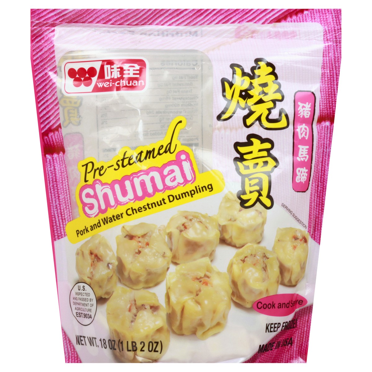 slide 2 of 9, Wei-Chuan Pre-Steamed Shumai Pork & Water Chestnut Dumpling, 18 oz
