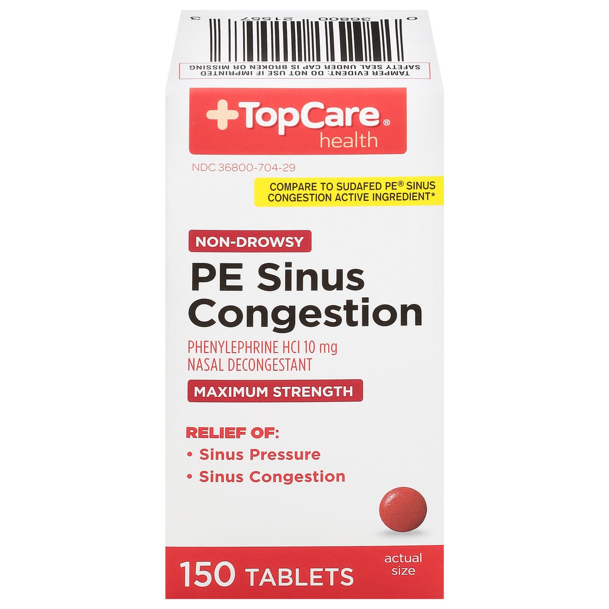 slide 1 of 9, Topcare Decongestant Max Strength, 150 ct