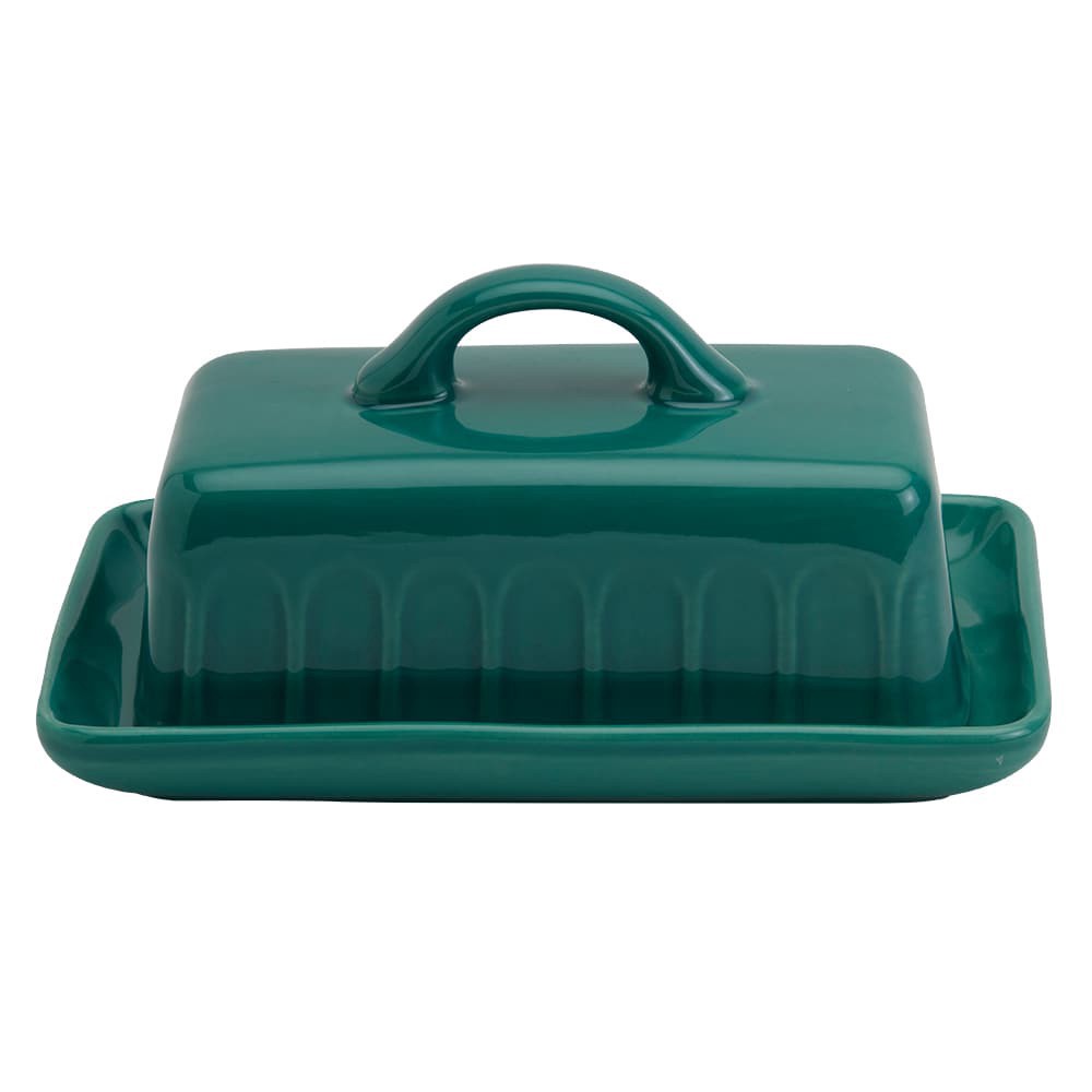 slide 2 of 2, Tabletops Unlimited Mason Craft And More Stoneware Cafe Butter Dish - Teal, 1 ct