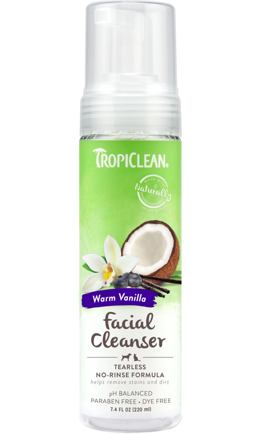 slide 1 of 10, TropiClean Waterless Facial Cleanser, 7.4oz, 7.4 oz