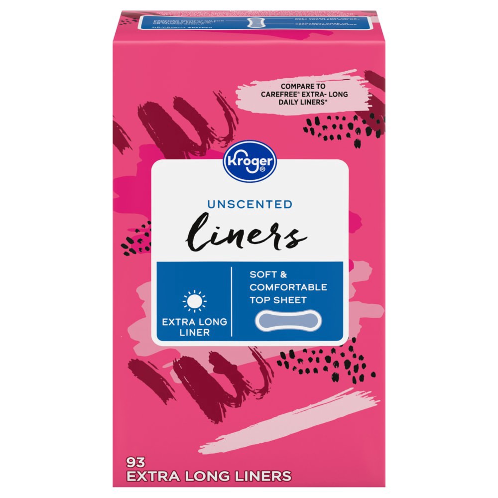 slide 1 of 1, Kroger® Unscented Liners Extra Long, 93 ct