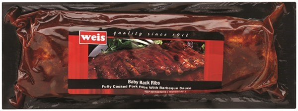 slide 1 of 1, Cooked BBQ Baby Back Ribs, 16 oz