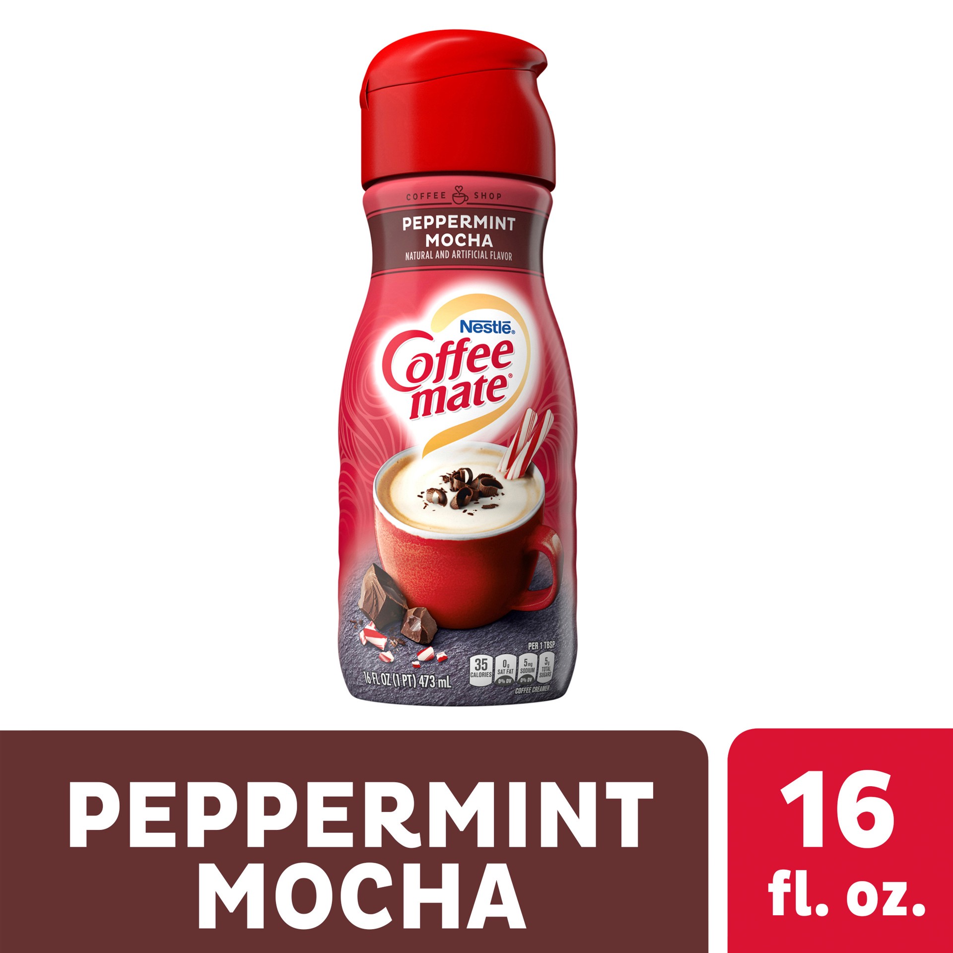 slide 1 of 7, Coffee mate Peppermint Mocha Liquid Coffee Creamer, 16 oz