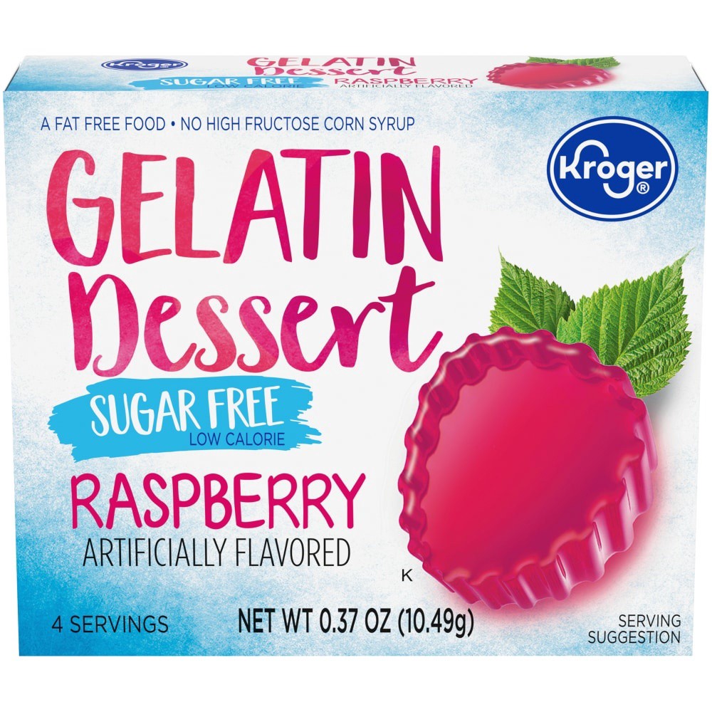 slide 1 of 6, Kroger Sugar Free Raspberry Gelatin Dessert Mix, 0.37 oz