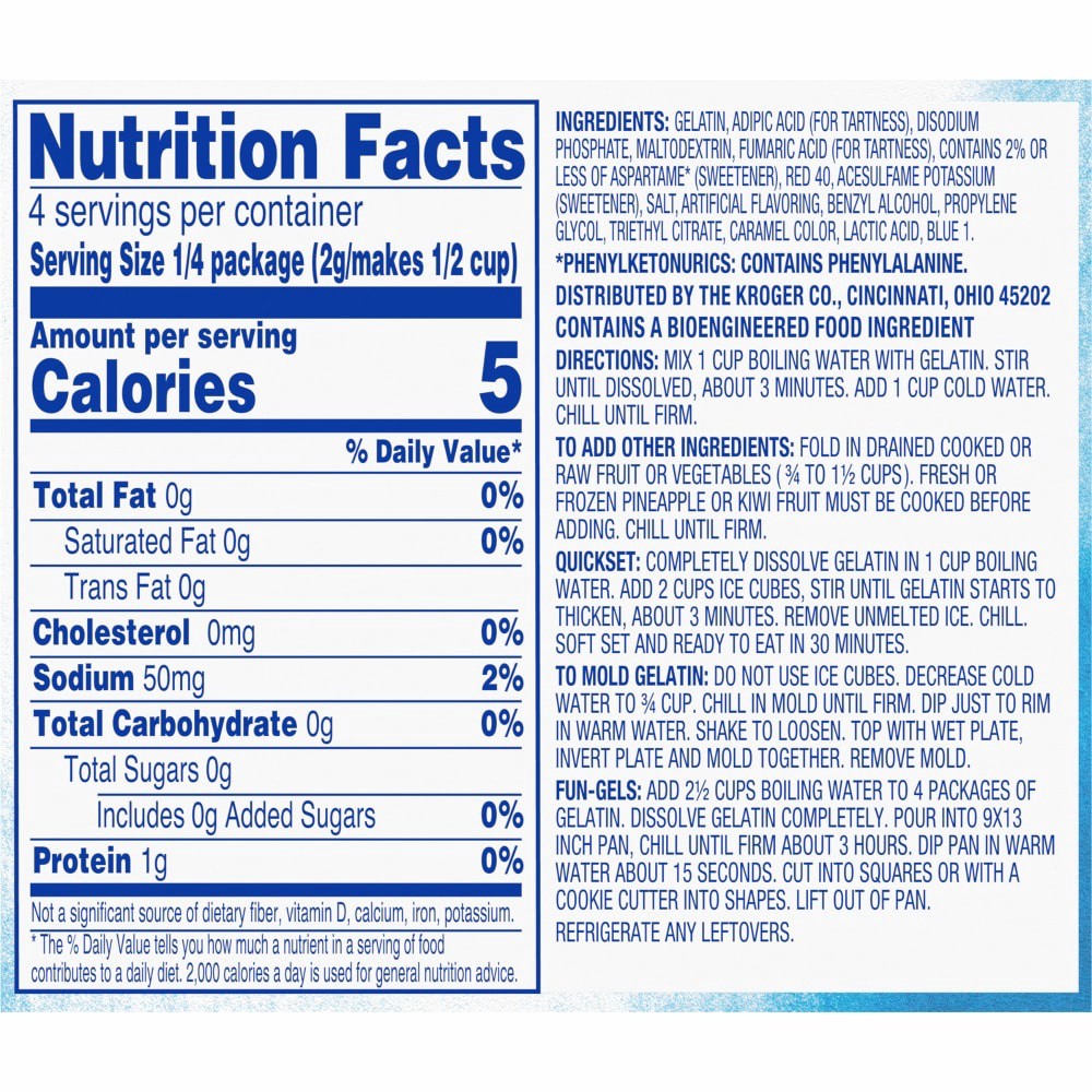 slide 3 of 6, Kroger Sugar Free Raspberry Gelatin Dessert Mix, 0.37 oz