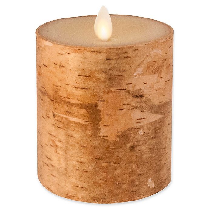 slide 1 of 1, Luminara Real-Flame Effect Pillar Candle - Birch, 4 in