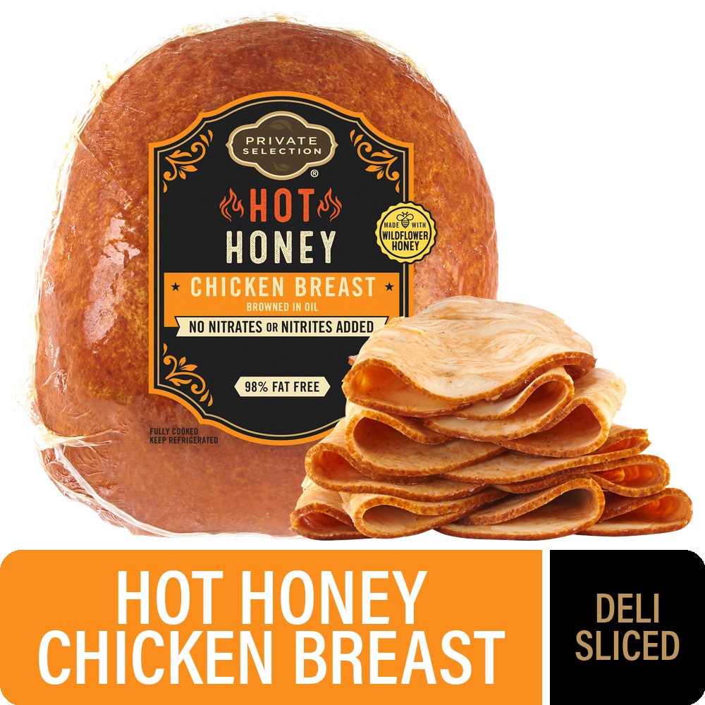slide 1 of 4, Private Selection® Grab and Go Hot Honey Chicken Breast Deli Sliced, 1 lb