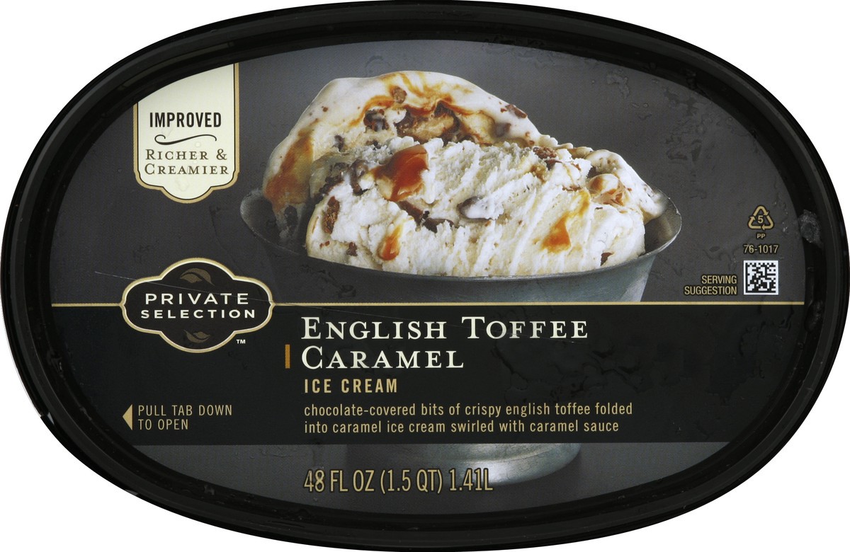 slide 4 of 6, Private Selection English Toffee Caramel Ice Cream, 48 fl oz