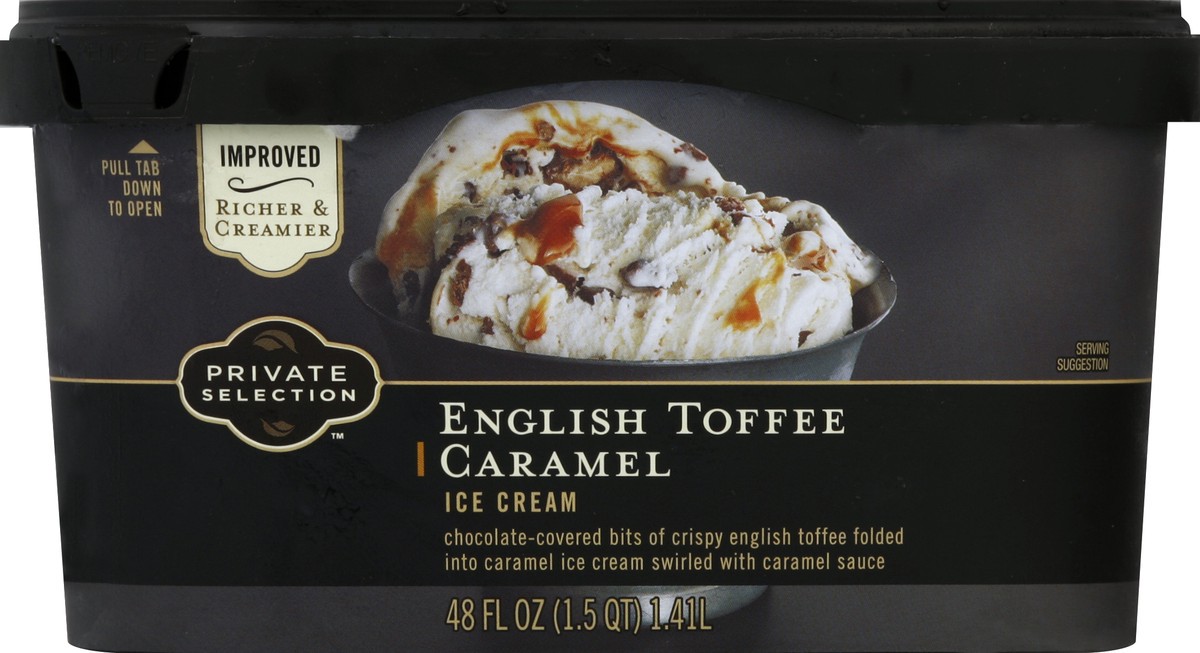 slide 2 of 6, Private Selection English Toffee Caramel Ice Cream, 48 fl oz