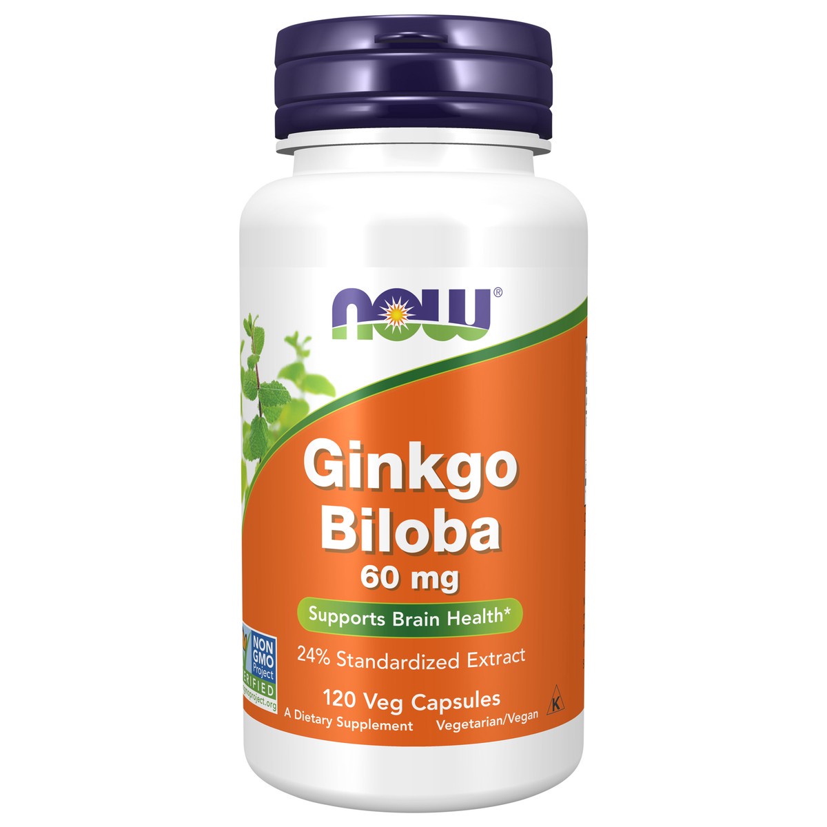 slide 1 of 5, NOW Ginkgo Biloba 60 mg - 120 Veg Capsules, 120 vc