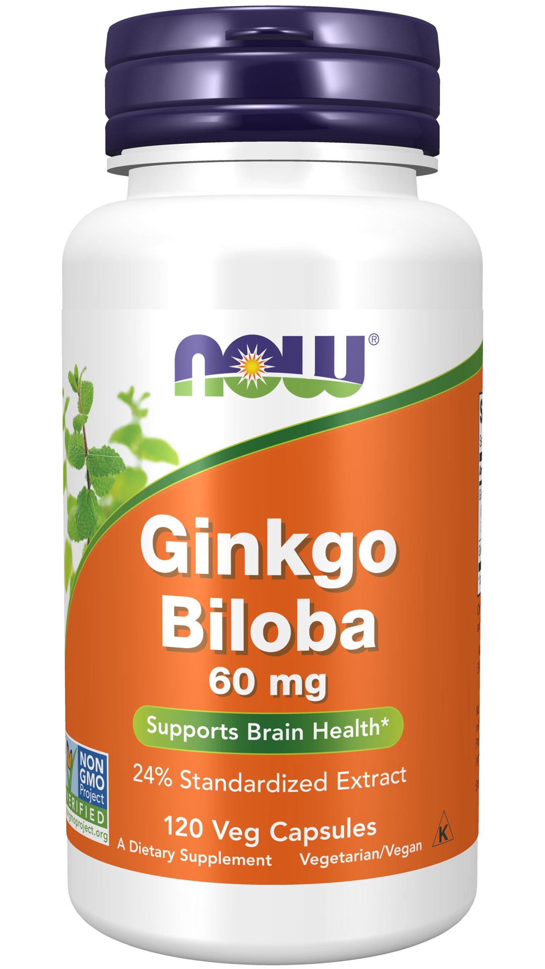 slide 1 of 5, NOW Supplements Ginkgo Biloba 60 mg - 120 Veg Capsules, 120 vc
