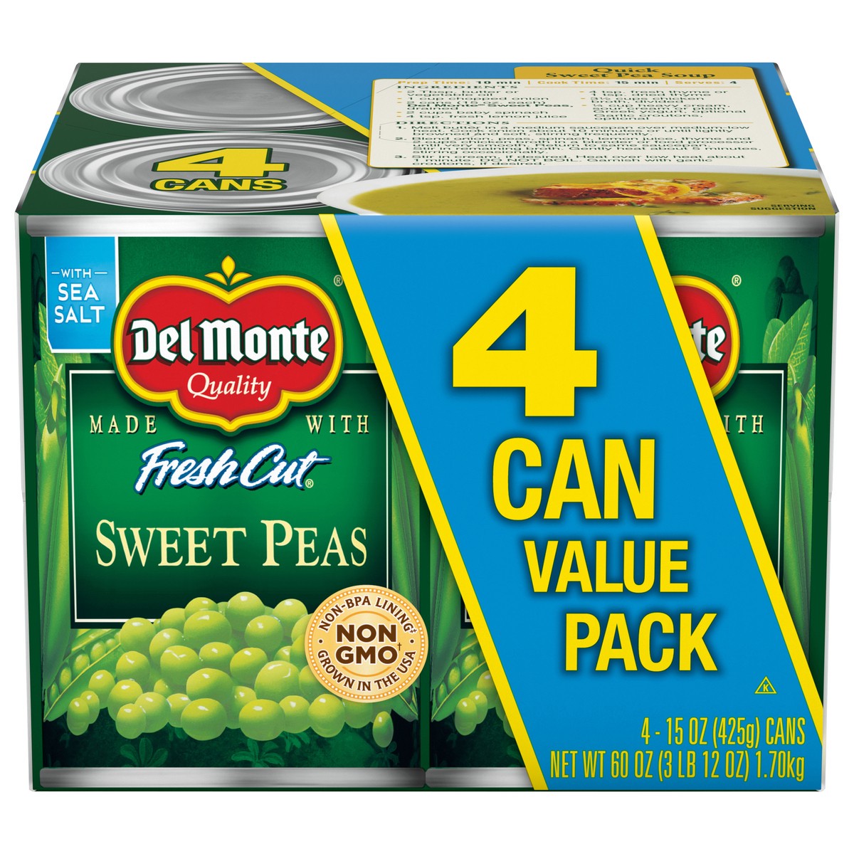 slide 1 of 3, Del Monte Sweet Peas 15 oz Can (Pack of 4), 4 ct
